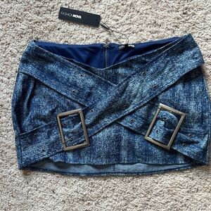 Fashion Nova Distressed Blue Mini Skirt